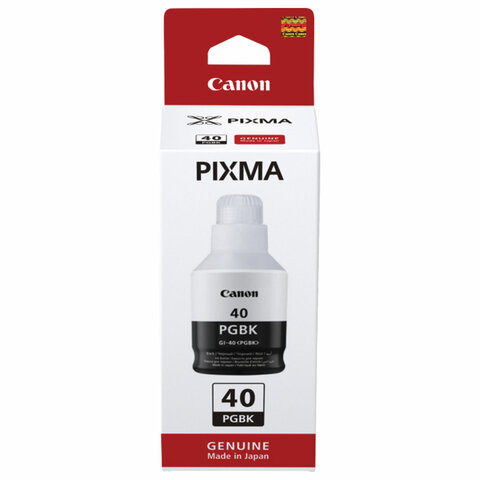 Чернила CANON (GI-40BK) для СНПЧ Pixma G5040/G6040/GM2040, черные, ресурс 6000 страниц, оригинальные, 3385C001