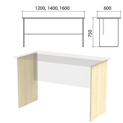 Опоры ЛДСП к столам письменным "Канц" шириной 1200, 1400, 1600 мм, дуб молочный, СК20, СК20.15.2