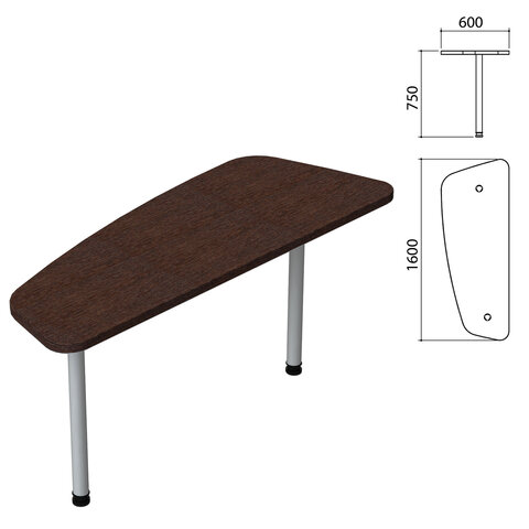 Стол приставной "Приоритет" 1600х600х750 мм, венге (КОМПЛЕКТ)