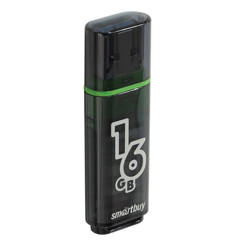 Флеш-диск 16 GB, SMARTBUY Glossy, USB 2.0, черный, SB16GBGS-K