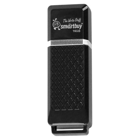 Флеш-диск 16 GB, SMARTBUY Quartz, USB 2.0, черный, SB16GBQZ-K