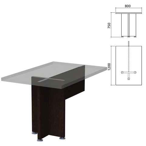 Каркас стола приставного "Приоритет" (800х1200х750 мм), венге, К-918, К-918 венге