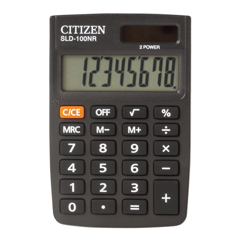 Калькулятор карманный CITIZEN SLD-100NR (90х60 мм), 8 разрядов, двойное питание