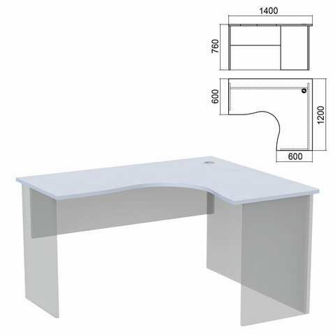 Стол компактный ЧАСТЬ 1 "Арго", 1400х1200х760 мм, правый, серый