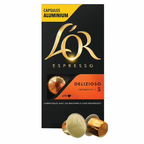 Кофе в алюминиевых капсулах L'OR "Espresso Delizioso" для кофемашин Nespresso, 10 порций, 4028608