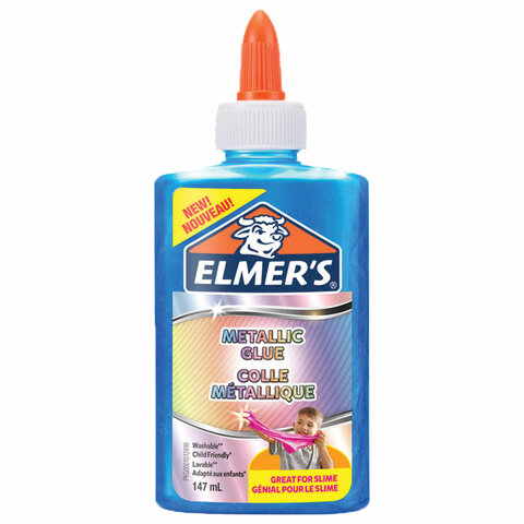 Клей для слаймов канцелярский металлик ELMERS Metallic Glue, 147 мл, синий, 2109503