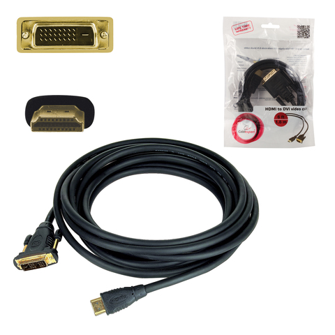 Кабель HDMI-DVI-D, 1,8 м, GEMBIRD, экранированный, для передачи цифрового видео, CC-HDMI-DVI-6