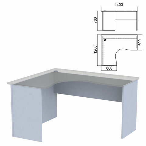 Стол компактный ЧАСТЬ 2 "Арго", 1400х1200х760 мм, левый, серый